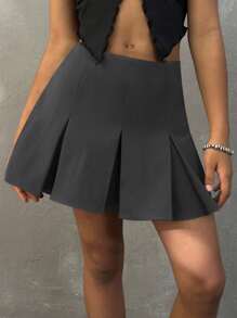 Coolane Kids Tween Girls Spring/Summer Streetwear French Grey Mid Rise Pleated Skirt - Grey - View 4