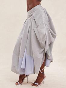 NYA SZN Chân váy midi họa tiết sọc hai tông màu, trang phục công sở, sự kiện đặc biệt, phong cách đường phố sang trọng, công sở - Nhiều màu - Xem 3