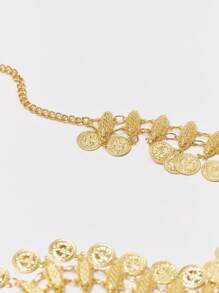 MUSERA Embellished Coin Detail Belt Summer Cute Fun For Festival Party - Gold - View 3