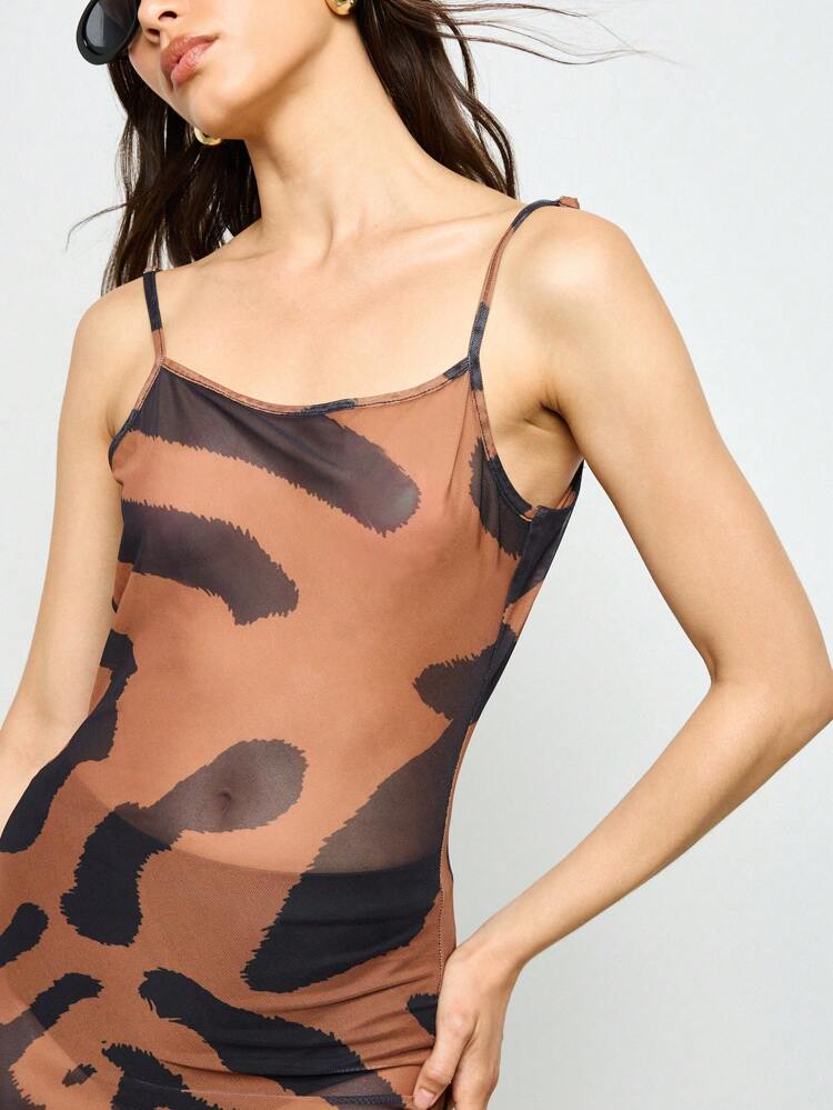 AiiRZ Vestido largo elegante de noche con estampado de tigre, sin espalda, ajustado, para vacaciones, otoño, invierno y uso en resort