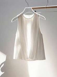 Franclia 1 件女士休闲宽松纯色无袖日常百搭上衣