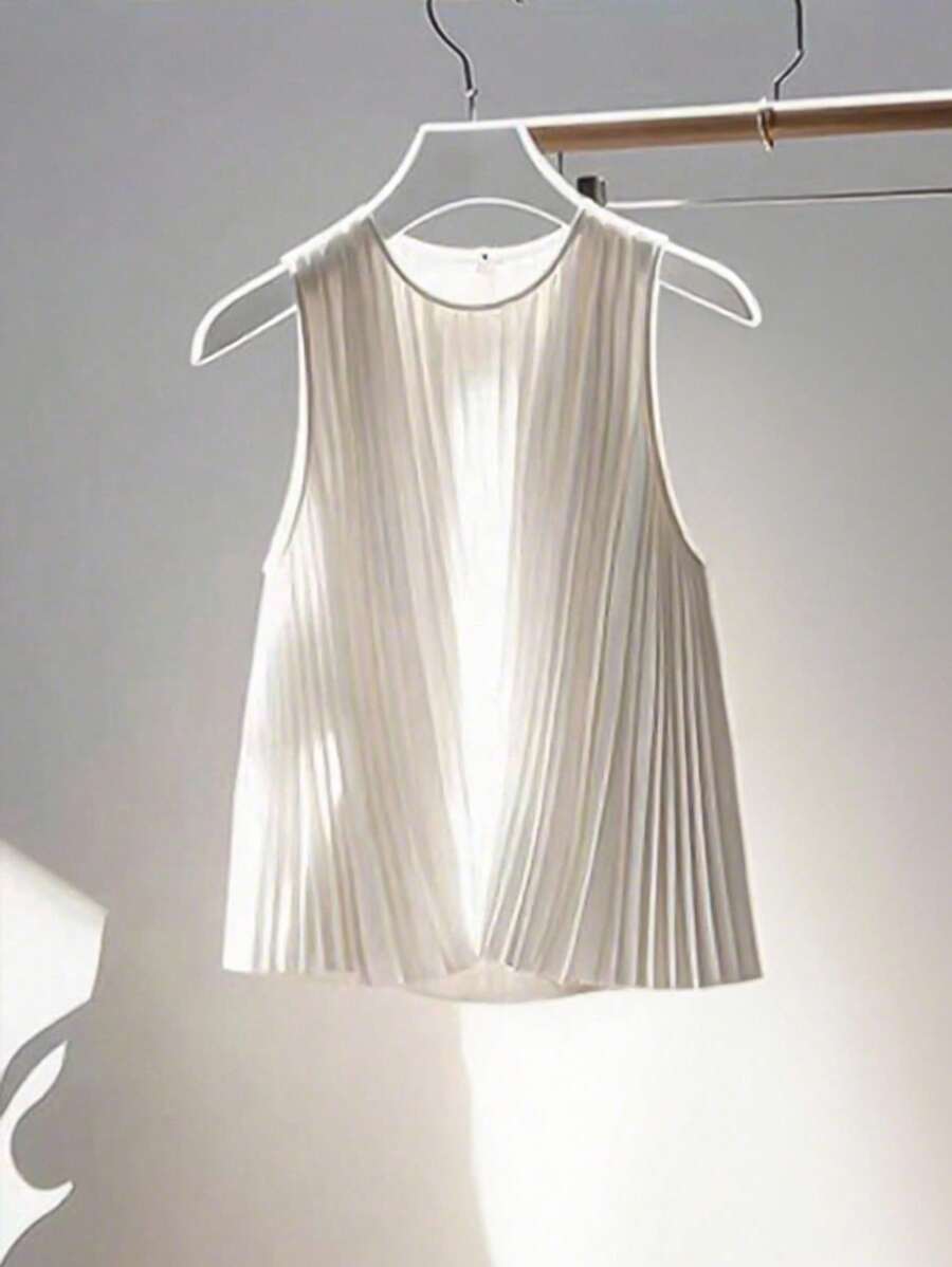 Franclia 1 件女士休闲宽松纯色无袖日常百搭上衣