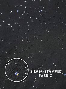 STEELVANCE Áo thun nam ủi in chữ sáng bóng và chi tiết kim tuyến cho ngày trở lại trường. Áo thun nam cổ tròn màu đen, tay ngắn, cổ tròn, họa tiết lá kim loại màu đen, thường ngày cho mùa hè. - màu đen - Xem 4