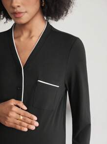 SHEIN BloomMama Vestido de salón de maternidad con ribete de contraste para la madre