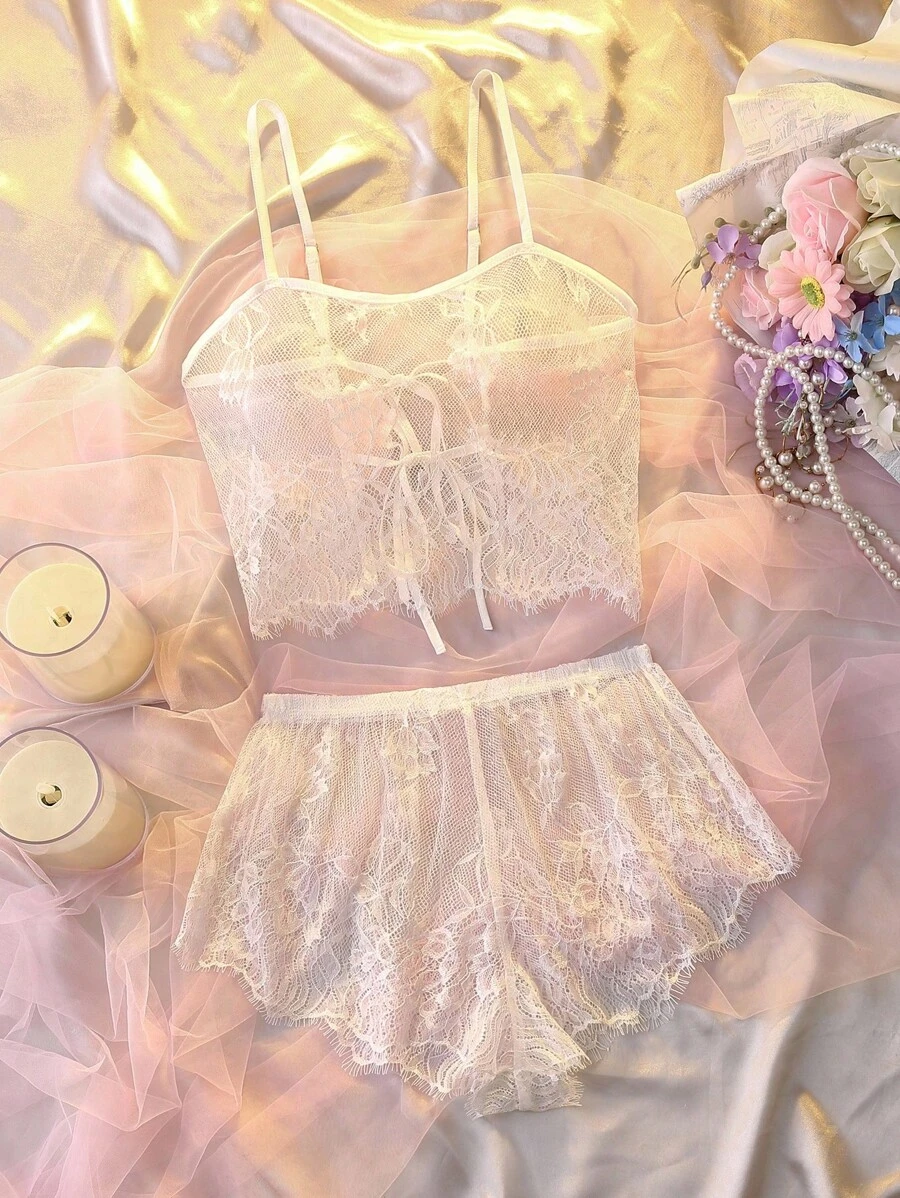 DelicateAllure Set de lencería con encaje floral - Blanco - Ver 1