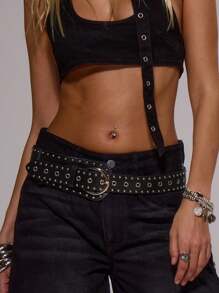MUSERA Embellished Studded PU Belt Edgy Fun For Festival