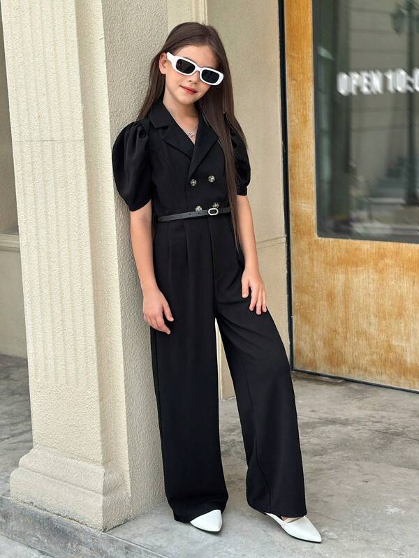 Eleganter Jumpsuit für Mädchen im Teenager-Alter mit Blazerkragen, in der Farbe Khaki