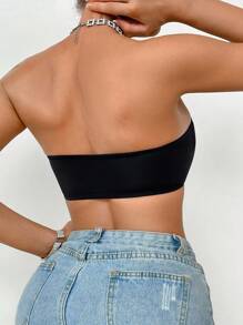 SHEIN Clip On Push Up Bra Crop Top Bra, Women Underwear & Off Shoulder Lingerie - Black - View 2