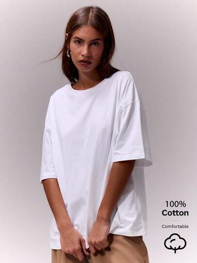 MUSERA Soft Oversized Crew Neck T Shirt Casual Capsule Wardrobe Everyday Oversized Tee Airport Fall Back To School Autumn Winter