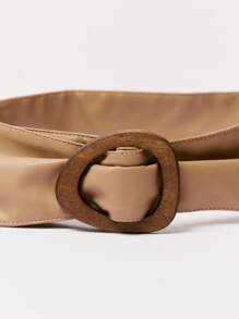 MUSERA PU Leather Wrap Belt With Wooden Detail Festival Sexy Fun