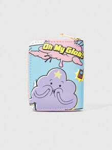 Adventure Time X ROMWE Cartoon And Slogan Graphic Small Wallet, Short Style