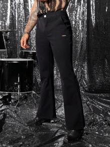 FeverCity Men's Casual Pocketed Denim Flared Stretch Pants