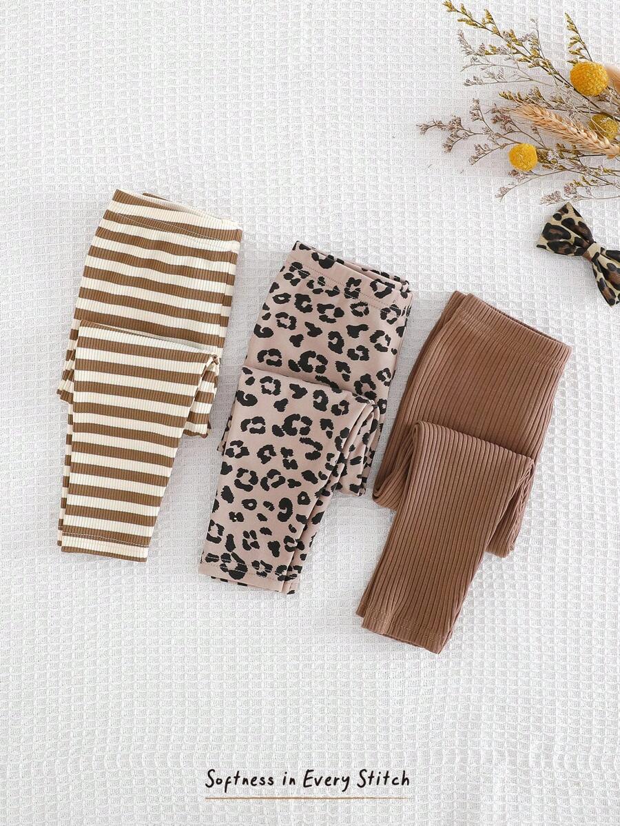Cozy Pixies 3pcs/Set Newborn Baby Elastic Waist Leggings Pants