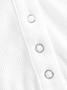 Slaydiva All White,Summer,Casual,Everyday 2025 New Versatile Slim Round Neck Half Button Ruched Side Ribbed Tank Top,For Music Festival,Yoga & Sports Party - White - View 4