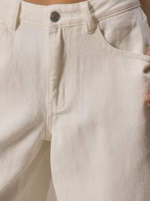 MUSERA 中腰阔腿牛仔裤，春夏可爱度假风，90年代复古风，Y2K风格，伊比沙岛西部风，秋季，冬季，纳什维尔休闲风，秋季返校季，办公室工作风。 - 白色 - 查看 6