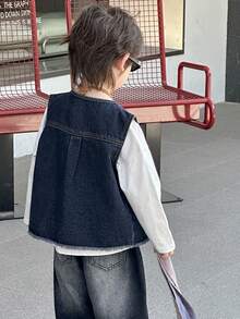 Dazy Kids Toddler Boys' Loose Denim Sleeveless Jacket Vest Denim Top, Autumn