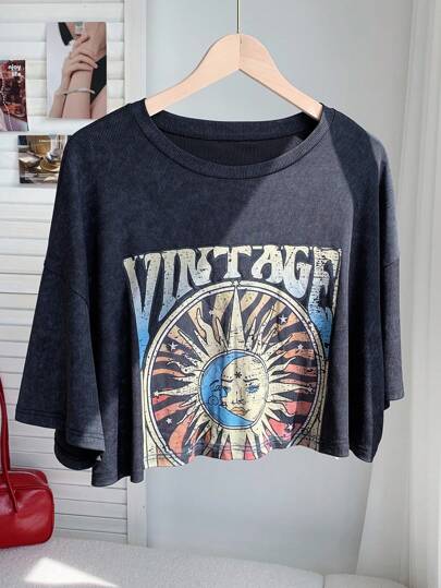 Comfortcana Plus Size Loose Fit Pink T-Shirt With Sunflower Print, Spring/Summer