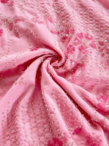 Soleia 女士节日浪漫粉色刺绣竹纹面料细肩带露背 A 字迷你连衣裙，时尚性感连衣裙，适合海滩、邮轮、浪漫约会、狂欢节 - 粉色 - 查看 7