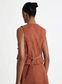 Daynim Áo khoác vest cài nút phía trước - Rỉ Nâu - Xem 2