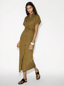 Lumivelle V-Neck Ruched Fitted & Comfortable Casual Dress