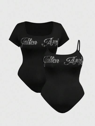 J-Fashion Combinaison deux pièces avec cristaux à grande taille dans le style Y2K