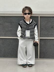 Dazy Kids 幼儿男童宽松直筒牛仔裤，儿童秋装 - 白色 - 查看 3