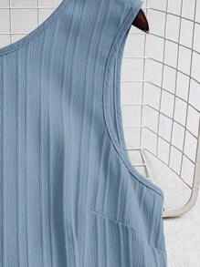 SHEIN Clasi Women's Summer Woven Backless Tie Front Sleeveless A-Line Ruffle Hem Mini Casual Dress - Blue - View 4