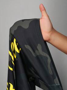 Slaydiva 2025 Spring/Summer New Music Festival Sexy Easter Holiday Western Nomadic Style Birthday Graduation Student Daily Wear Basic Versatile Viral Simplistic Casual Club Outfit Women Lettering Graphic Tee Crop Top + Camo Letter Print Loose Straight Leg Pants 2-Piece Set 2 Pieces Sets Woman Casual - Multicolor - View 5