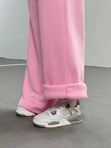 Teens/Girls' Casual Street Fashion All-Match Versatile Floral & Letter Graphic Sweatpants Fall Winter - Pink - View 3