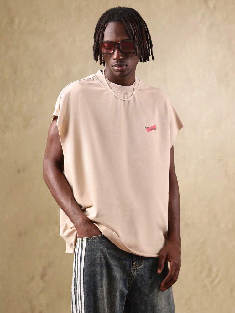 Streetwear Raw Edge Boxy Cut Cotton Blend Tank Top