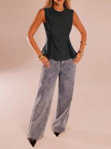 SHEIN Forever 21 Frühlings- und Sommer-Frauen Romantisch/Abschlussball/Formell/Geburtstag/90er/Business Lässig/Elegant/Western Wear/Ausgehen/Mode/Lässig/Y2k/Club/Büro/Cocktail/Vintage/Bodycon/Rave Festival/Witzig/Elegant/Old Money/Streetwear/Urlaub/Country Konzert/Arbeit/Bescheiden/Frühlingsferien/Junggesellinnenabschied/Konzert/Baddie/Basic/Abschluss/A-Linie/Schwarzes Trägershirt' - Grau - Übersicht 6