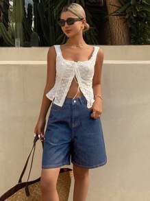 Livesso 夏季新款音乐节宽松休闲女士牛仔短裤