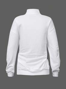 INAWLY 女式休闲纯色立领套头衫秋季 - 白色 - 查看 2