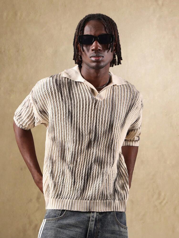 Koszulka polo z dzianiny z krótkim rękawem i nadrukiem tie-dye