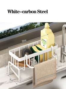 Multi-Functional Sink Drain Rack Dishwashing Liquid Sponge Rag Rack Kitchen Utensils Drain Wire Ball Sink Dishwashing Cloth Storage Rack Upgraded Carbon Steel The Kitchen Shelf Sink Wipes And A Rag Of The Carbon Steel Faucet, Wash The Bowl Clean Steel Wire Ball Storage Shelf Artifact Back To School - Multicolor - View 17