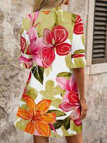 EMERY ROSE Plus Size Women Floral Print V-Neck Sleeveless Dress, Suitable For Summer - Multicolor - View 2