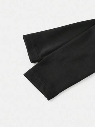 Firerie Kids Young Girl Casual Elegant High-End Street Style Solid Color Off-Shoulder Puff Sleeve Fitted A-Line Dress, Black, Suitable For Weddings, Parties, And Other Occasions