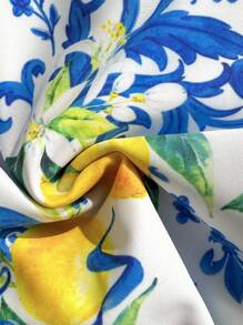 Soleia Women's Modest Vacation Cute Flounce Lemon Print Cap Sleeve One-Piece Swimsuit Lemon Print Swimsuit Floral Print Swimsuit Summer Swimsuit One Piece Swimsuit - Multicolor - View 6