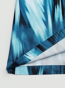 SHEIN Plus Size Women Tie-Dye Round Neck Short Sleeve Casual Loose Dress, Summer - Multicolor - View 6