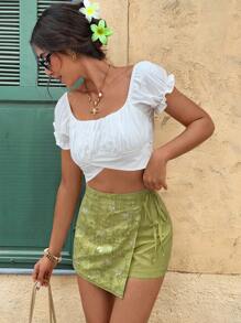 Serisse Pantalones cortos de moda de verano para mujer con decoración de lentejuelas y cremallera en la espalda