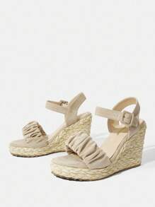 Styleloop Giày đế xuồng đế xuồng dệt dây thừng cho nữ, phong cách nghỉ dưỡng BOHO Chic Retro Mỹ miền Tây Lễ hội âm nhạc giày đế dày - Màu be - Xem 3