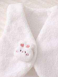 SHEIN 新生儿心形图案羊毛兔子背心和帽子套装，婴儿柔软毛绒服装套装 - 藕粉色 - 查看 8