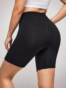 SuitURBody Shorts de cintura ancha tejido de canalé