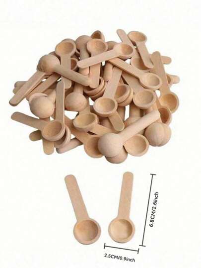 SHEIN Paquete de 5/10/20/30/40/50 piezas de cucharas de madera con mango largo, cucharas para sopa, café, mermelada y condimentos para el hogar, cafetería y cocina creativa, ideal para San Valentín, bodas y cumpleaños