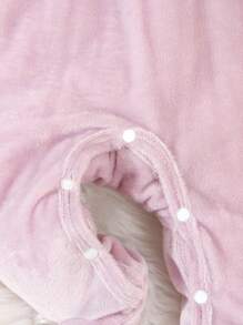 SHEIN Toddler Girls Cute Purple Velvet Long Sleeve Jumpsuit Pajamas Baby Girl Romper Baby Ruffle Romper Newborn Baby Girl Clothes Baby Girl Jumpsuit Long Sleeve Baby Romper Fall Winter - Mauve Purple - View 5