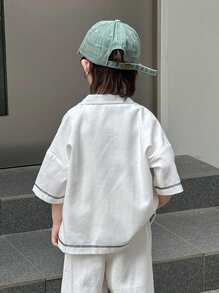 Dazy Kids 秋季男童宽松休闲度假风格衬衫 - 白色 - 查看 6