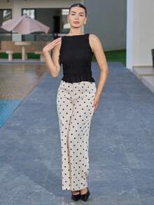 Andrea Bello Pantalones de pinzas con estampado de lunares - Multicolor - Ver 4