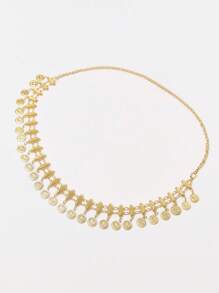 MUSERA Embellished Coin Detail Belt Summer Cute Fun For Festival Party - Gold - View 2