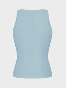 Zavorell Crop Top Camisole Olahraga Rajut Minimalis Seksi Chic - Baby Blue - View 6