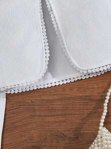 Genkimix Kids Toddler/Young GirlShort Jacket, Elegant Ruffled Collar Cropped Outerwear Coat Fall Winter - White - View 5